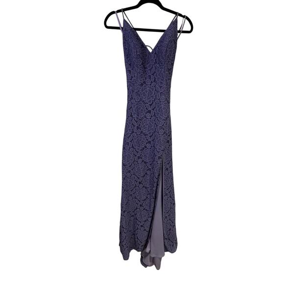 La Femme Lavender Sequin Side Slit Open Back Gown Size 8 - Picture 1 of 12